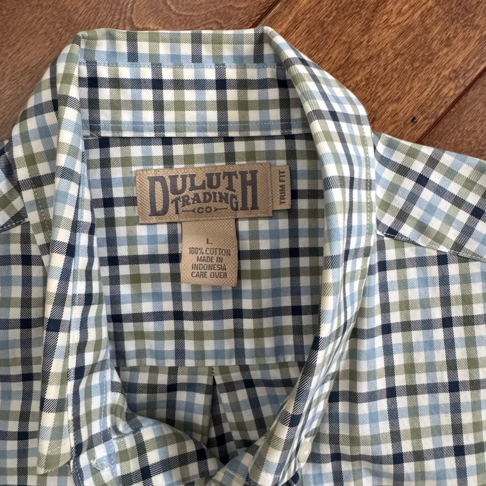 Duluth Trading Co Men's Checkered Shirt - Blue and Black - Picture 2 of 3